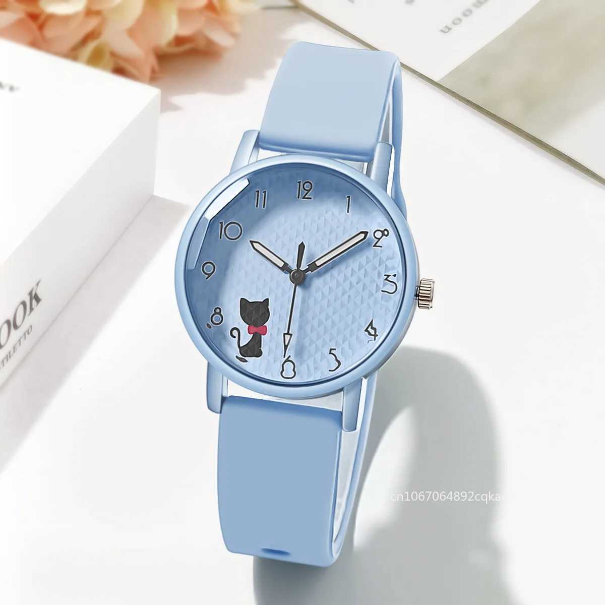Student Quartz Watch Lovely Cat Bracelet Kids Watch Women Wristwatches Sport Silicone Watches Relgio Feminino Birthday GiftX240923