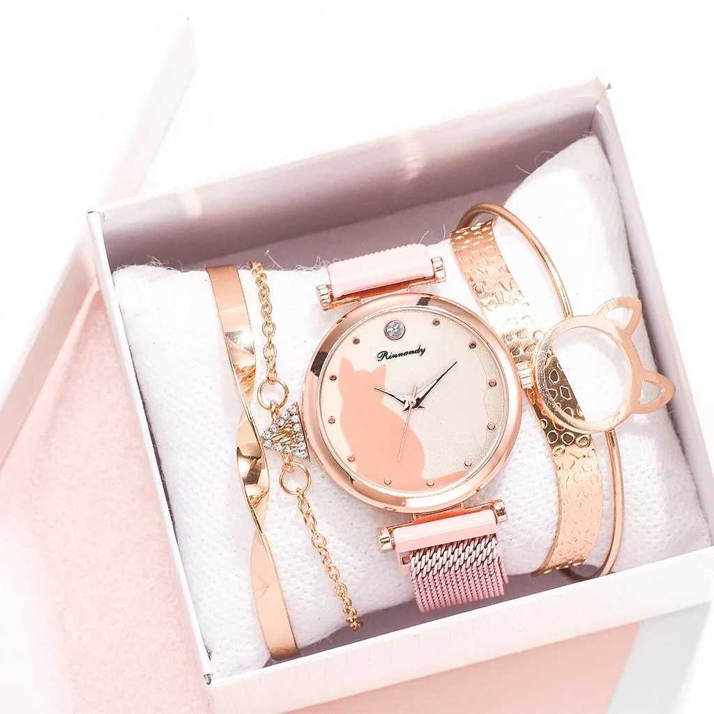 Fashion Watch Women Quartz Wristwatch Mesh Bracelet Cute Cat Dial Luxury Woman Watch Casual Ladies Clock Relogio FemeninoX240923