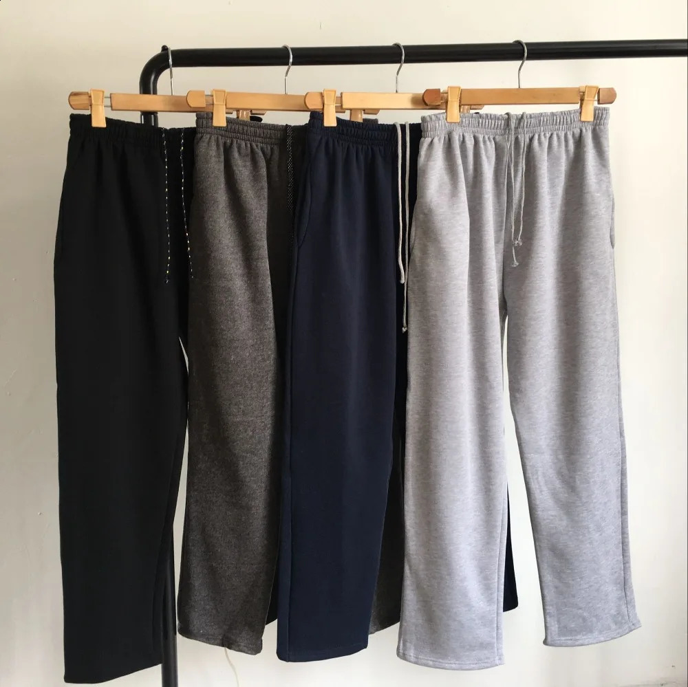 Spring Men Plus Size Pants Solid Baggy Loose Elastic Cotton Sweatpants Casual Autumn Straight Trousers 240920