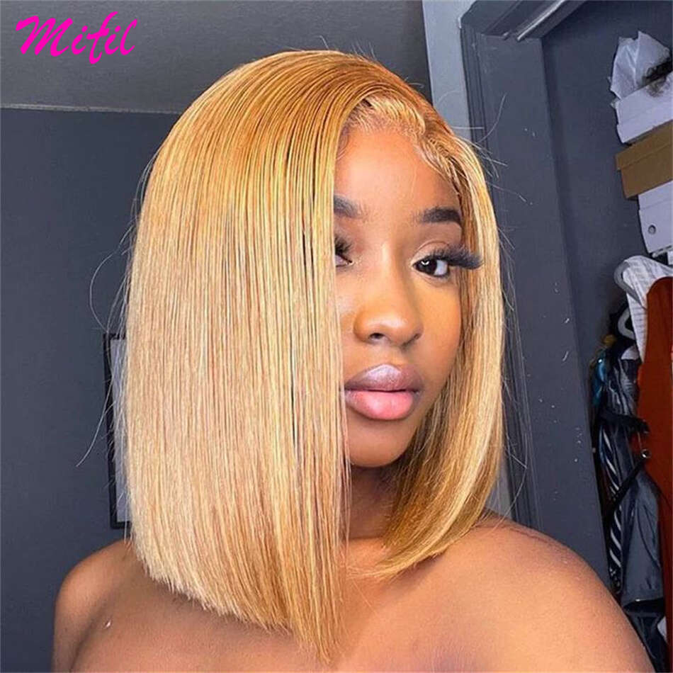 13x4 Short Bob Wig Bone Straight 99j Chocolate Brown Colored Front Human Hair For Women Transparent Lace Frontal Wigs