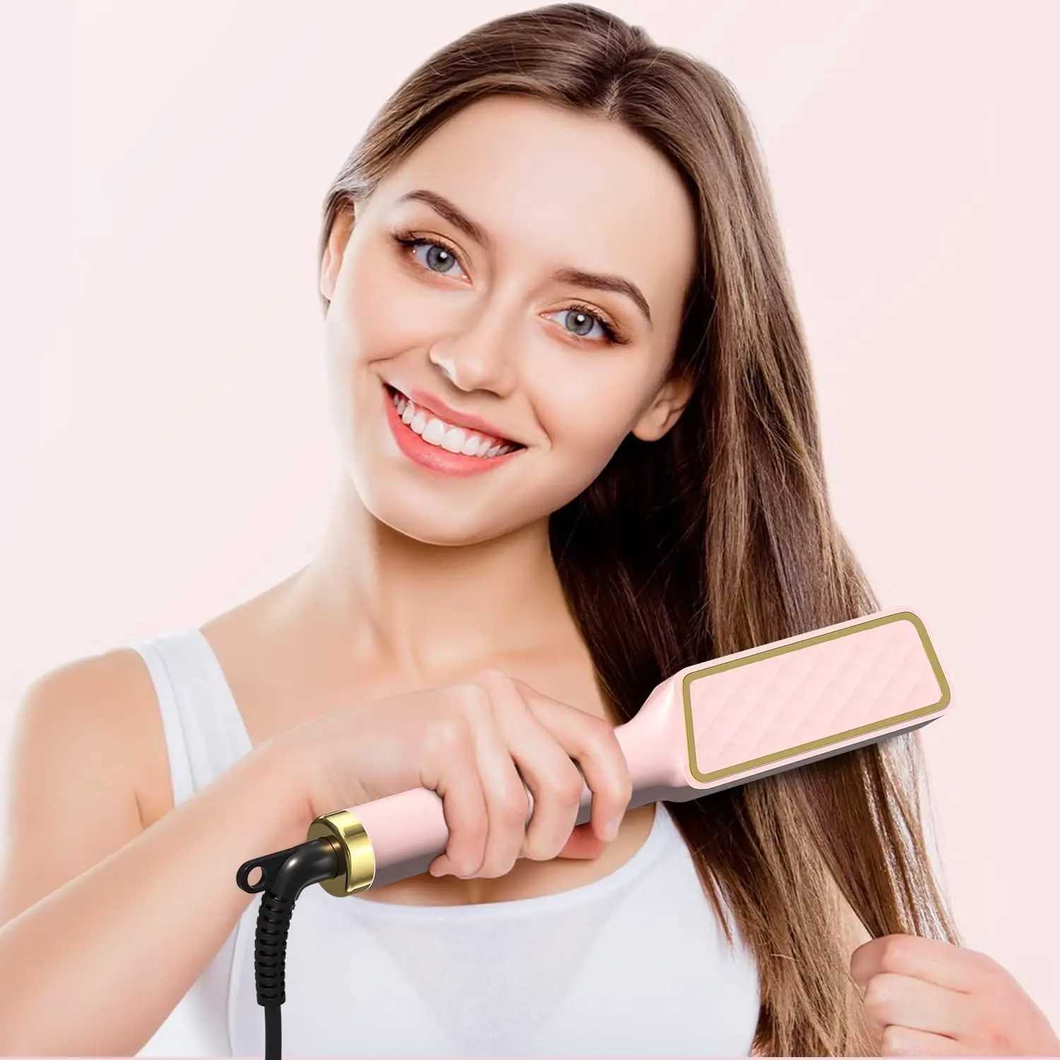 New straightening brush heated straightening brush flat iron electric straightening brush CL240923