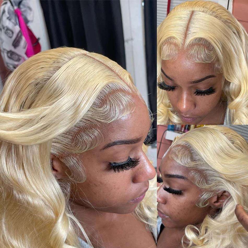 13x6 Body Wave 38Inch 613 Honey Blonde Frontal Human Hair 200Density Brazilian Color 13x4 Lace Front Wig For Women
