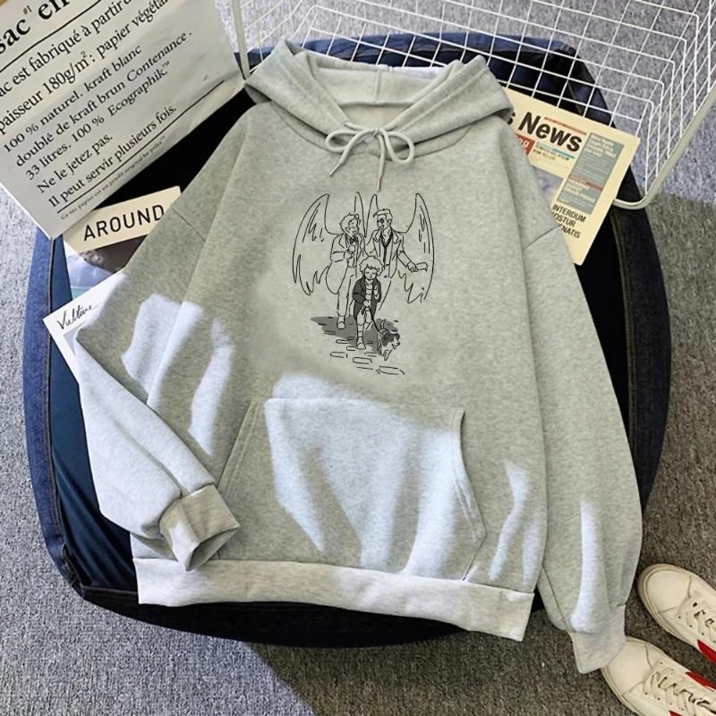 Women's Hoodies Good Omens Women Korean Style Fleece Gothic Vintage Tracksuit Pulls Female Clothing
