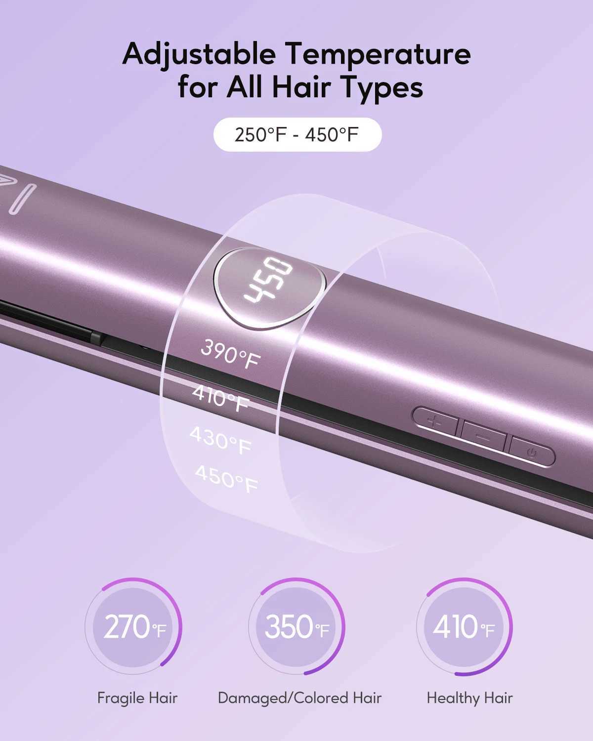 KIPOZI V5 Flat Iron 2-in-1 Straightener and Curler PTC Titanium Plate LCD Display Adjustable Temperature Beauty CL240923