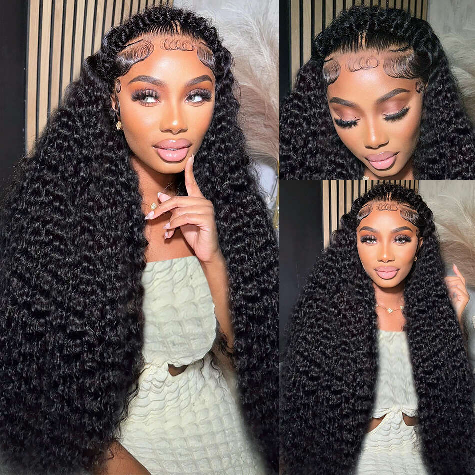 30 40 Inch Deep Wave Full13x4 13x6 HD Wig Water Curly Human Hair Lace Frontal Wigs For Women