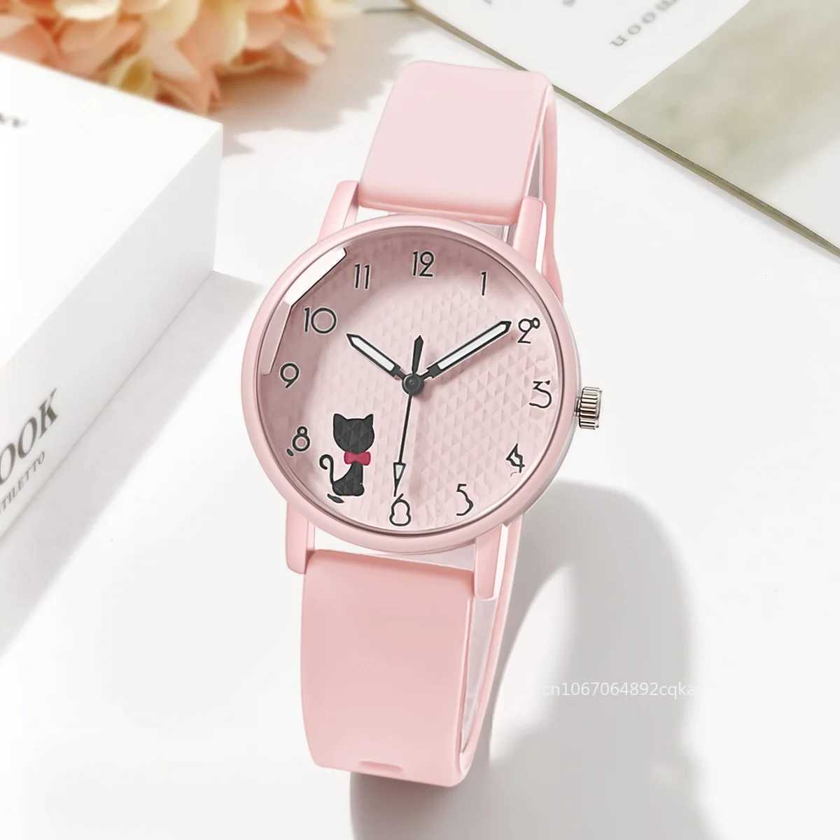 Student Quartz Watch Lovely Cat Bracelet Kids Watch Women Wristwatches Sport Silicone Watches Relgio Feminino Birthday GiftX240923