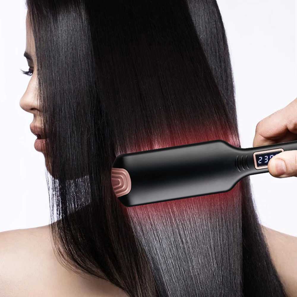 Professional infrared hair straightener ceramic tourmaline flat iron hair straightener with LCD display screen salon styling tool CL240923