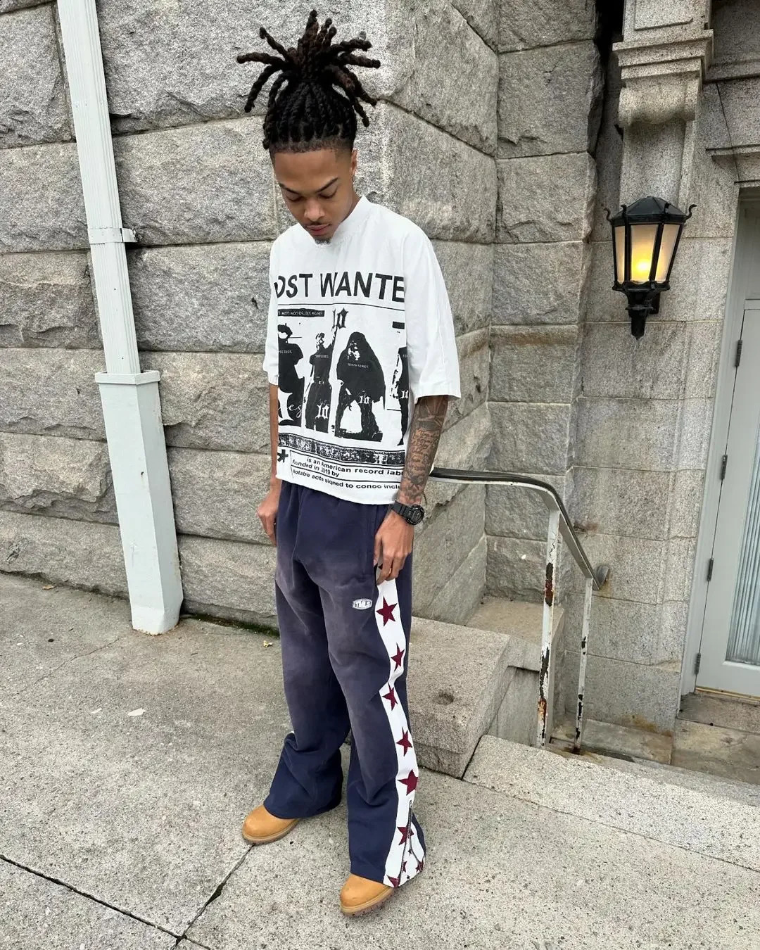 Korean Retro High Street Style Men Street Trend Side Star Pattern Pants Hip Hop Apparel Premium Zipper on The Leg 240923