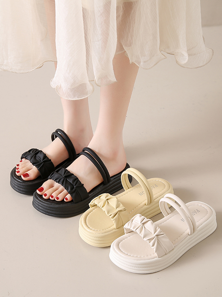 New designer slippers luxury sandals Thick soled two wearing sandals for women 2024 new summer internet celebrity fairy cool slippers with skirt Roman