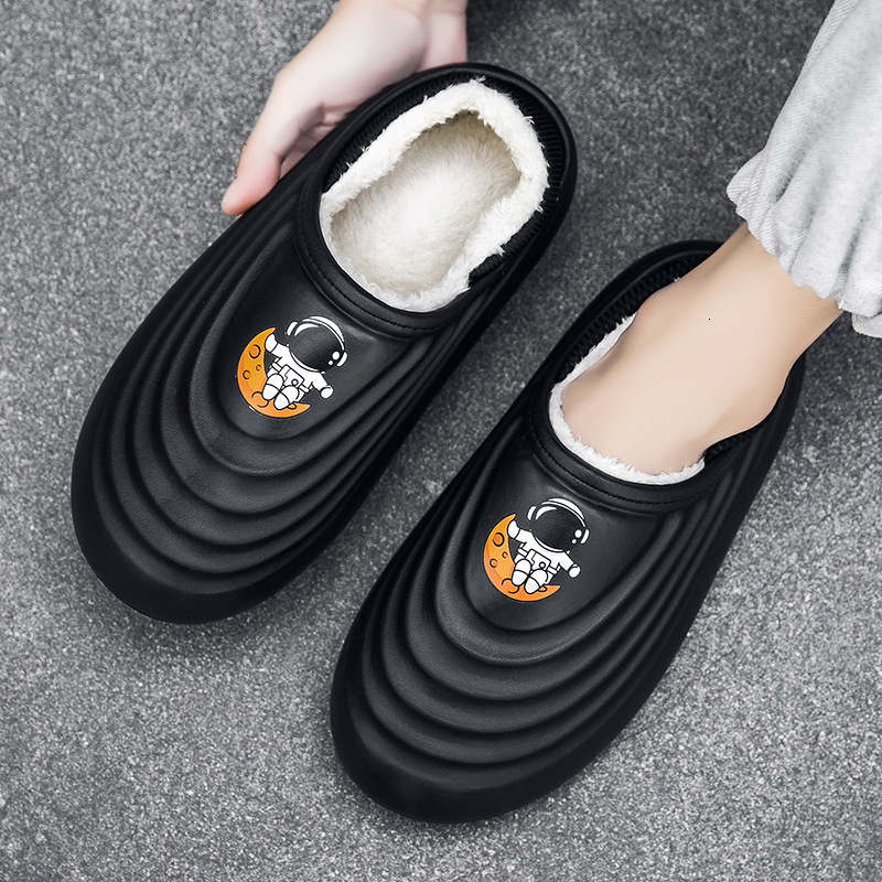 2024Couple plush thickened warm indoor waterproond anti-skid home bag heel cotton shoes