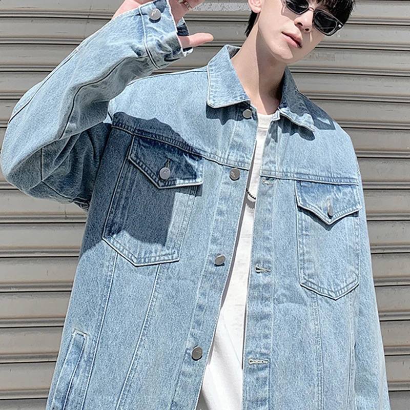 Mens denim jacket autumn and winter fashionable loose fitting retro cool casual high street mens 240921