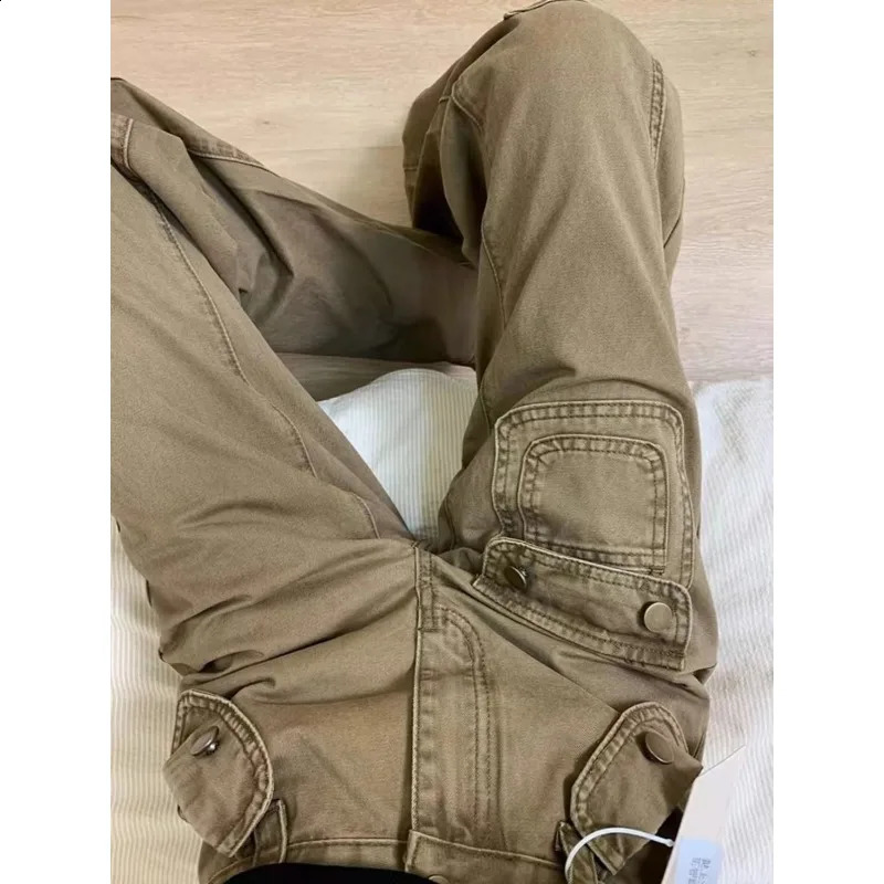 QWEEK Baggy Vintage Cargo Jeans Women America Style High Street Y2k Wide Leg Denim Pants Harajuku Casual Summer Basic Trousers 240918