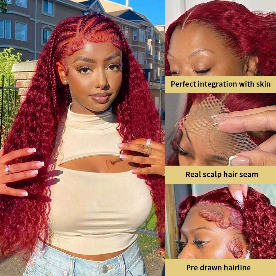99J Bury 13x6 Deep Front Wig Water Wave Human Hair 13x4 HD Lace Frontal Curly Wigs For Woman