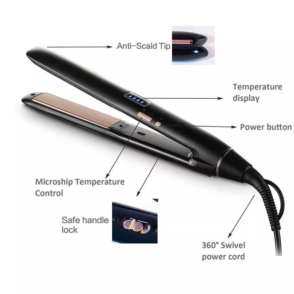 2-in-1 professional straightener with curled iron PTC heating flat iron tourmaline ceramic maximum digital temperature of 210 /750 dry and wet CL24092
