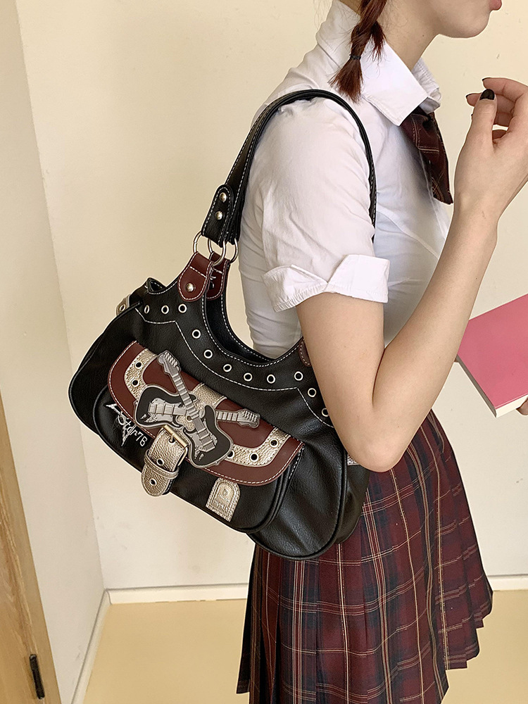 Large capacity shoulder bag Punk style commuting tote armpit bag