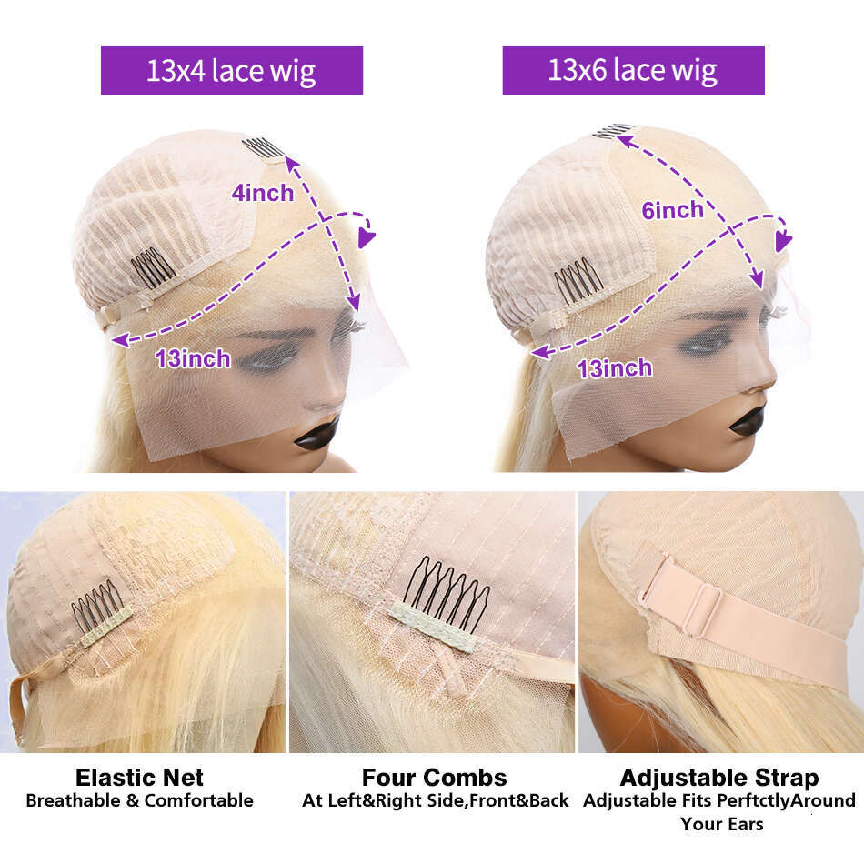 Brazilian 30 38 Inch HD 613 Deep Wave13x6 Lace Front Human Hair Wig Color 200% 13x4 Curly Honey Blonde Frontal Wigs For Women