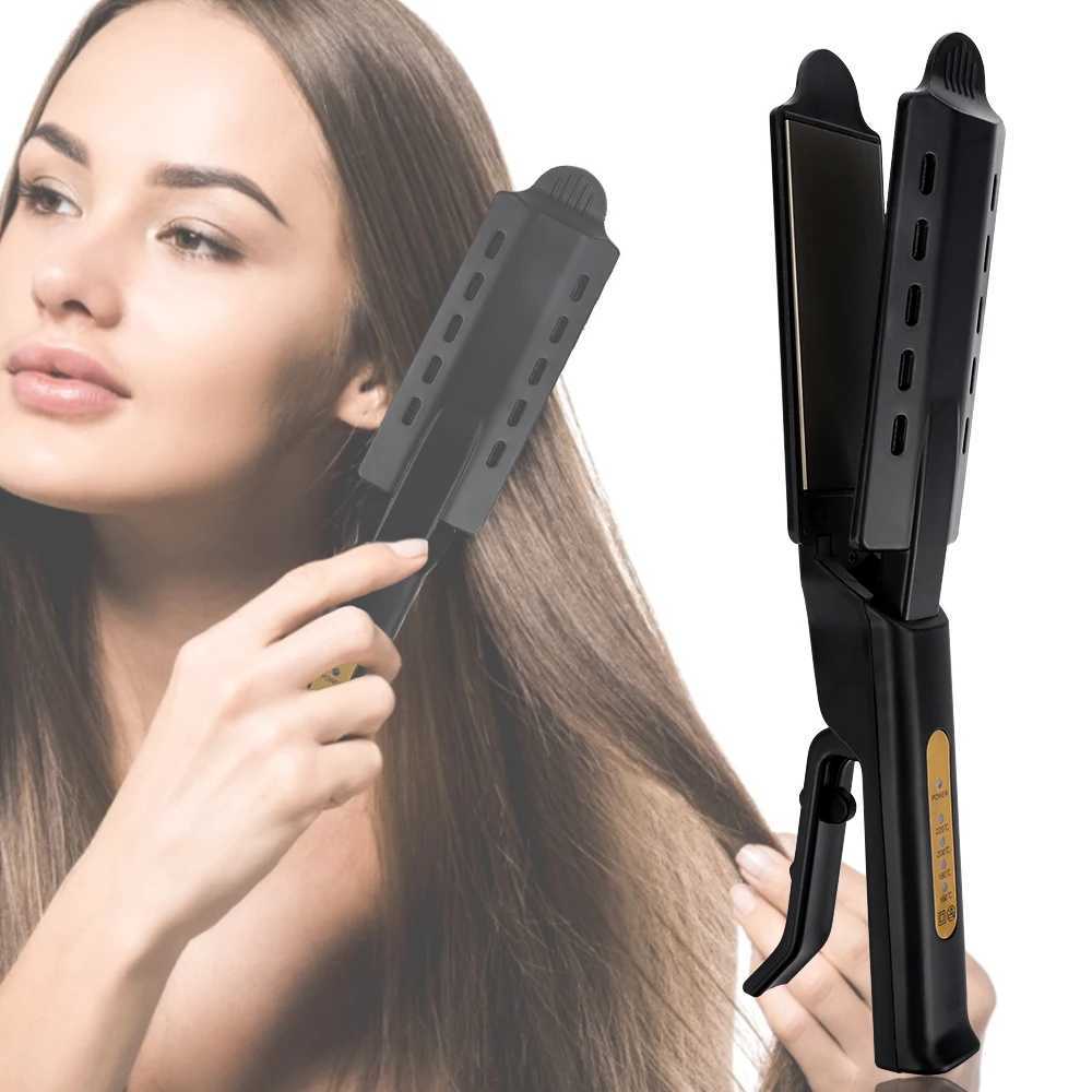 Straight hair straightener with four temperature adjustments ceramic tourmaline ion flat iron wide panel professional styling tool CL240923