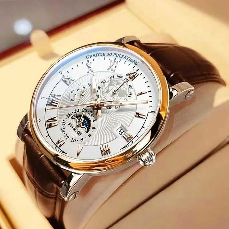 2024 Men Watch Fashion Top Luxury Sport Mens Wristwatch Waterproof Luminous Leather Date Quartz Watches Man clockX240923
