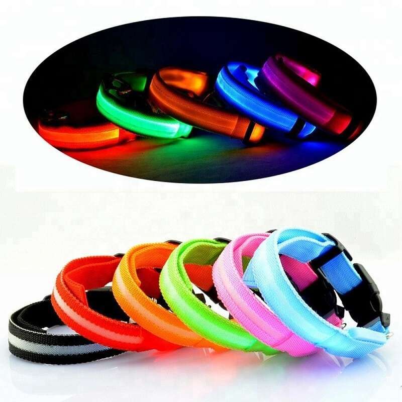 Adjustable LED flashing training dog luminous fluorescent collar, pet supplies