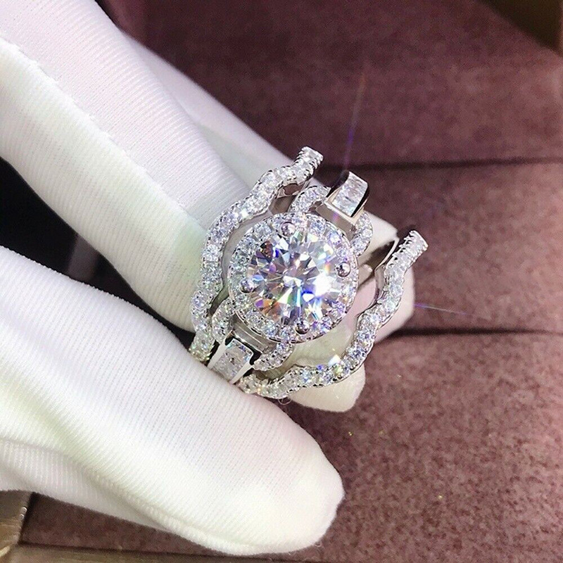 Wedding Rings: Sterg Sier Ladies Topaz CZ Dia Rings For Lovers Gift