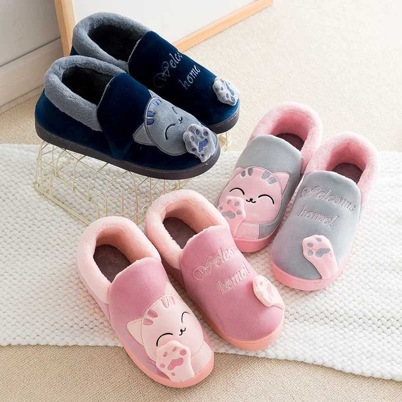 Cartoon cotton slippers couples stay at home cute indoor home warm autumn and winter non slip cotton shoes for menXJ240723