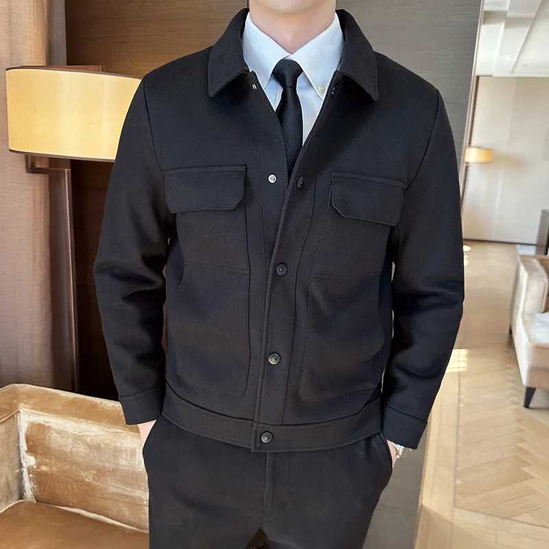 Brand clothing mens spring high-quality wool jacket/mens ultra-thin slim and thick keeping warm coarse woolen jacket fashionable casual jacket W240921