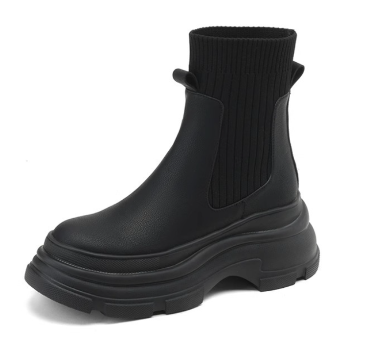 Anti Slip Winter Boots for Women with Thick Sole | Triple Black Khaki 5487