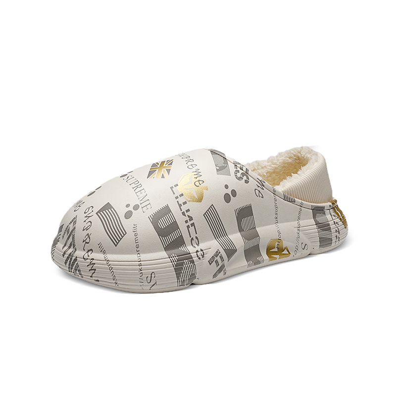 2024 Men's Outdoor Bag Heel Slipper Anti-skid Waterproof Plush Warm Home Cotton Shoes