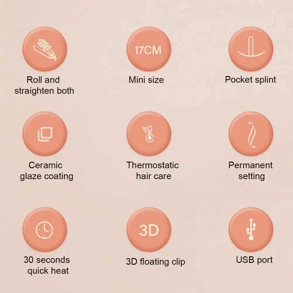 Wireless hair straightener portable USB charging mini curling iron for safe and smooth hair styling CL240923