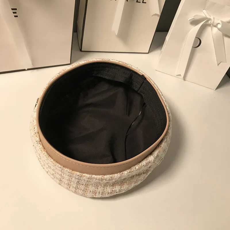 Berets K244 Womens Hat Beret New Fashion All-match Houndstooth Female British Retro Octagonal Hat Painter Hat Autumn Womens Kepi J240923