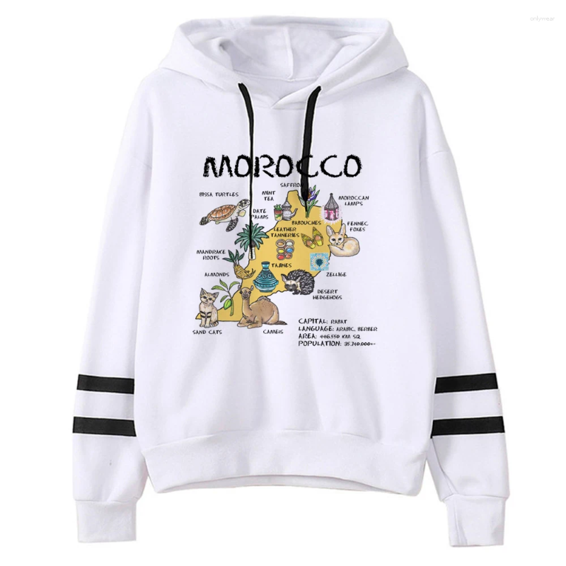 Women's Hoodies Maroc Morocco Women Long Sleeve Top Anime Gothic Harajuku Pulls Tracksuit Female Graphic
