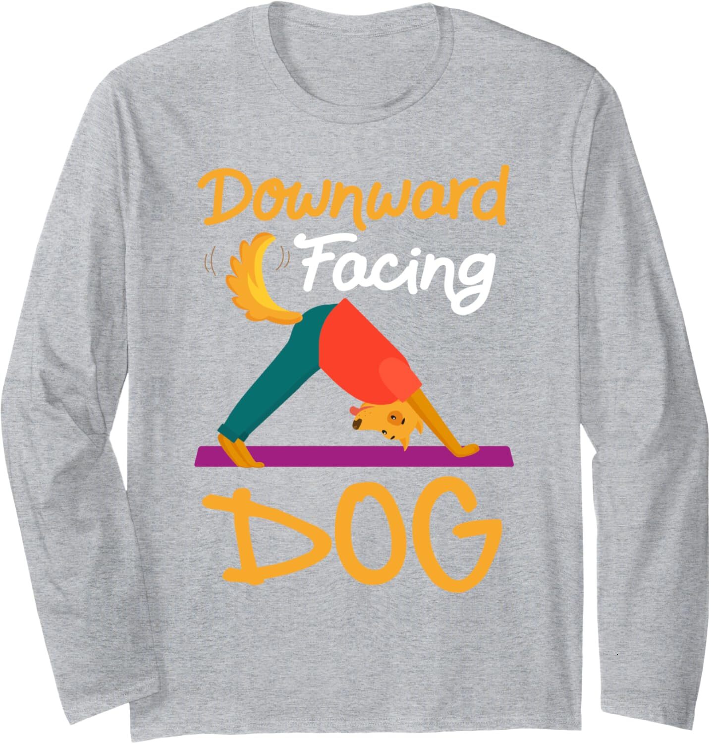 Long Sleeve Shirts for Men sweatshirt Funny Downward Facing Dog On Yoga Mat Yoga Pose Meditation Long Sleeve Tee Streetwear Casual tops clothes