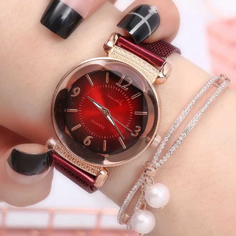 Luxury Fashion Women Watch Geometric Roman Numeral Quartz Ladies watch Magnet Buckle Mesh Strap WristWatchX240923