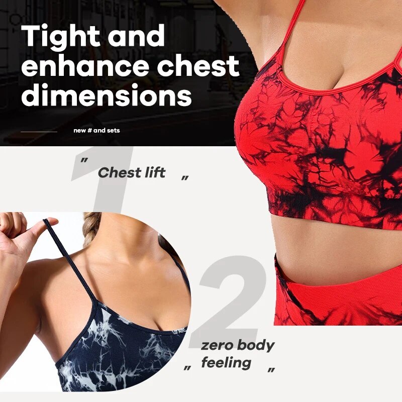 Tie Dyed Seamless Suspender Yoga Gym Sports Top Running Vest Women's Without Bra Pad