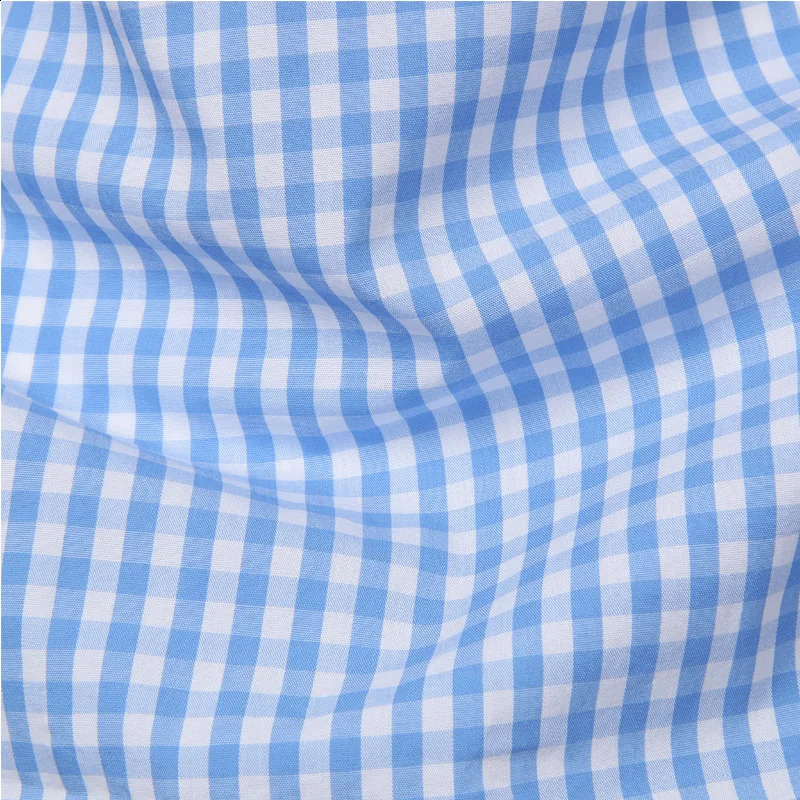 Small Plaid Button Down Shirt Men Summer Long Sleeve Slim Fit Mens Dress Shirts Casual Checks Gingham Chemise Homme 240918