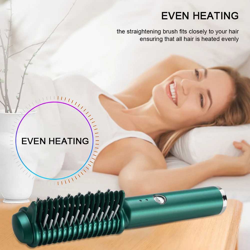 Cordless straight hair brush fast heating dual salon hair styling tool anti slip design mens hair comb CL240923