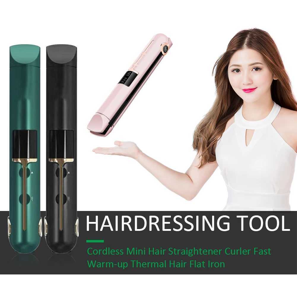 Cordless straightener USB charging 2-in-1 curling wand and straightener for quick heating perfect gift for travel girls/women CL240923