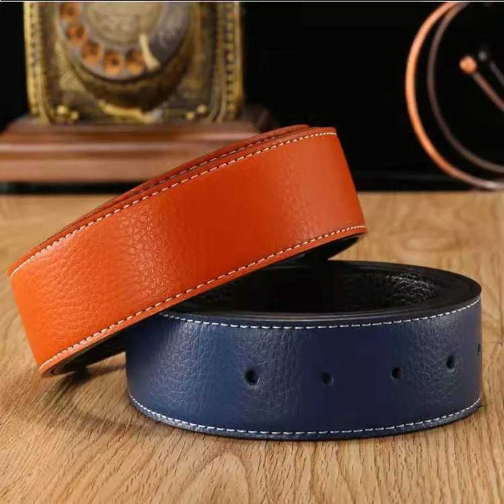 3.7cm Luxury Men Leather Belt Strap Genuine Leather No Buckle Belt Trouser Jeans Belt Decor Decorative TrousersX240923