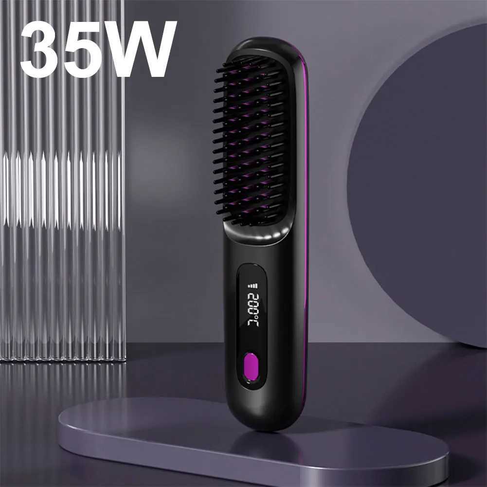 Cordless Straightening Comb Anti Scalp Portable Straightening Brush Rechargeable Straightening Comb Suitable for All Hair Types CL240923