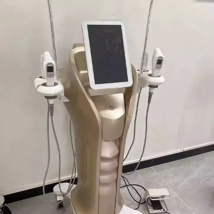 Vertical Powerful New Double Hifu Gold MFU & RF SD Focused Ultrasound Skin Lifting Machine anti-aging salon Use