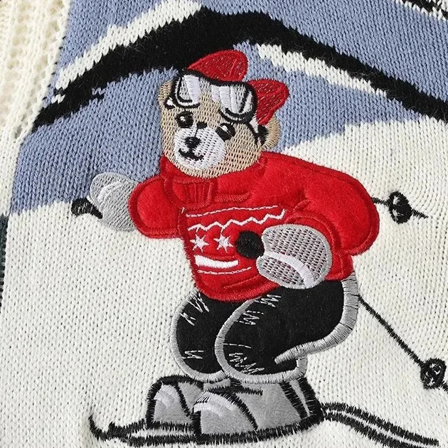 2023 Polo Turtle Neck Christmas Sweater For Men Women Preppy Style Loose Fit Fashionable Crew Pullover 240915