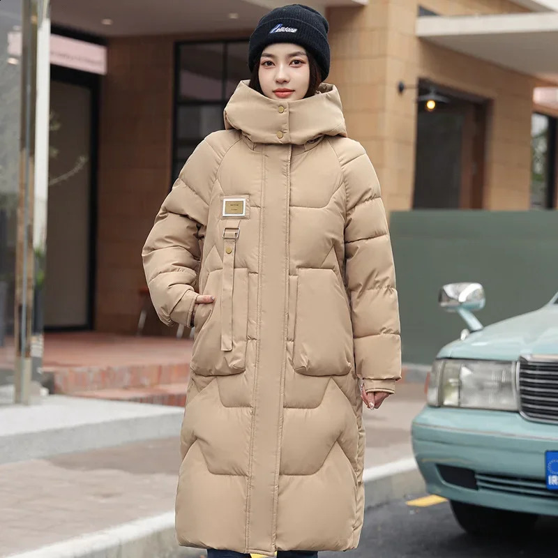 Winter Womens Jacket Long Parkas Down Cotton Hooded Coat Thick Warm Windproof Casual Loose 240921