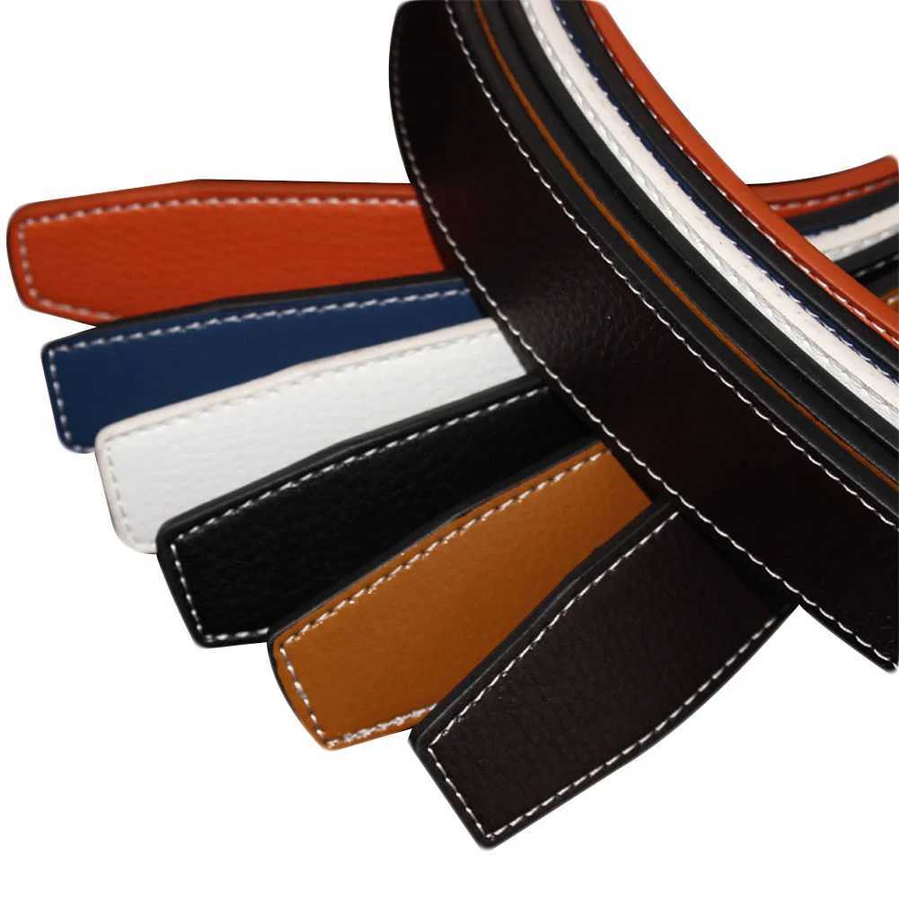 2020 New 3.7cm Luxury Mens Leather Automatic Ribbon Waist Strap Belt Without Buckle BlackX240923
