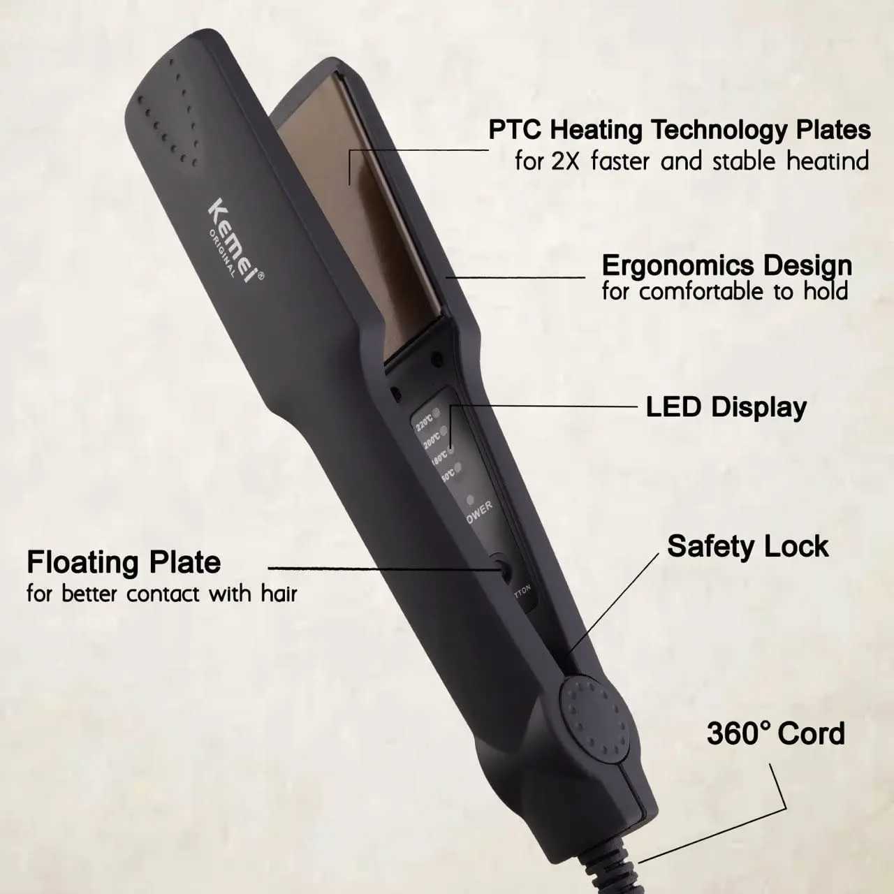 Kemei straightener professional styling tool flat iron negative ion straightener womens straight hair care KM-329 CL240923