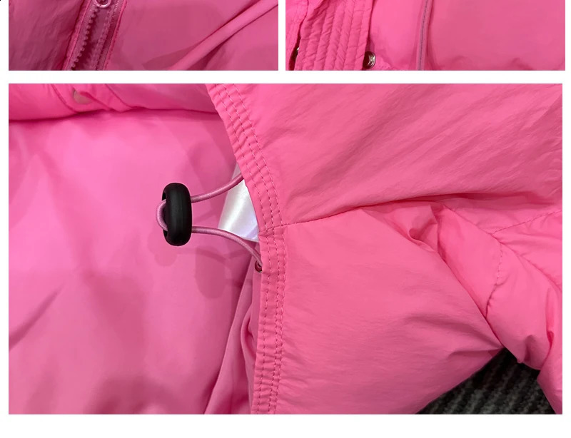Loose Hoodie Purple Short Sleeve Womens Jacket Winter Casual Bat White Duck Down Thick Puff Coat 240921