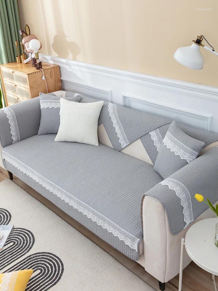 Chair Covers Four Seasons Universal Sofa Cover Living Room Towel Solid Color Thickened Non-Slip Cushion Couch Cotton Back Mat Home Decor