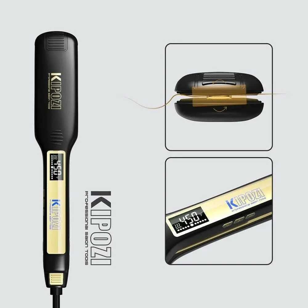 KIPOZI professional straightener made of titanium flat iron equipped with a digital LCD display and dual pressure instant heating curling iron CL24092