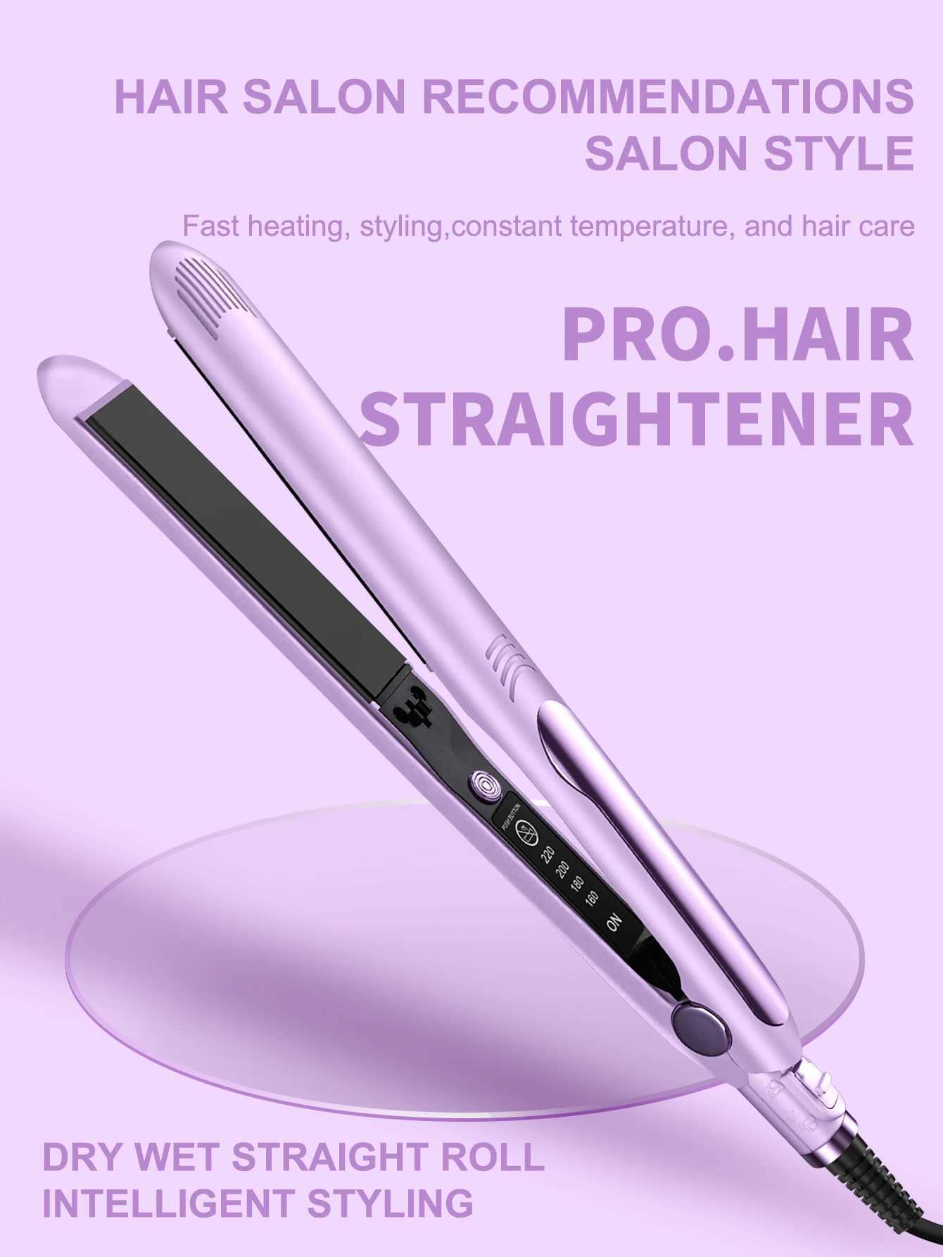 1 piece of hair straightener and curling iron professional salon hair straightening ironing and styling equipment suitable for home and travel purple 