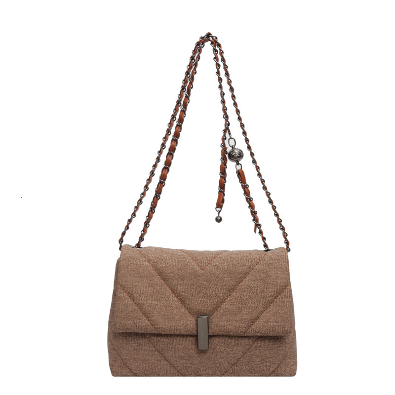 Light Luxury Denim Underarm Women's 2025 New Minimalist Fashion Designer Crossbody Bag Chain Crossbody Plaid Single Shoulder Small Square Bag Min
