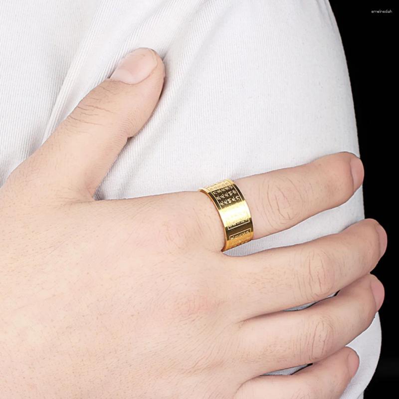 Men's Titanium Steel Buddhist Scriptures Lucky Amulet Thumb Ring 4